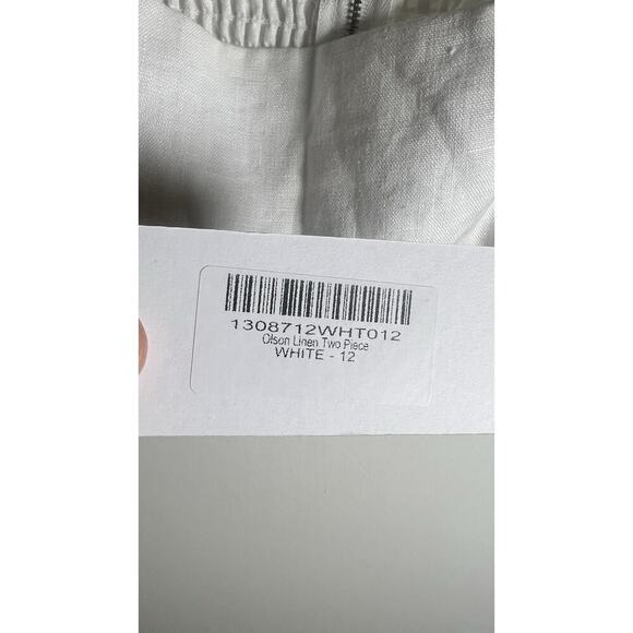 Reformation Size 12 White Olson Linen Crop Smock Adjustable Straps Top NEW - Picture 8 of 14